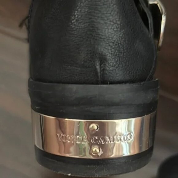 Vince Camuto Black Combat Moto Boots with Zipper - Picture 3 of 6